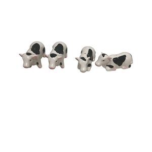 Mini salt & Pepper shakers white and black‎ cows two sets decor country farm